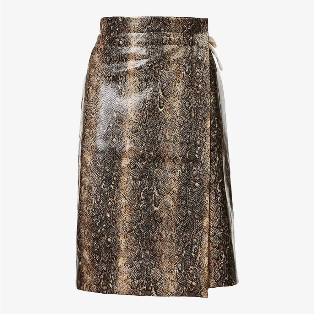 Ganni Snake Print Wrap Skirt, xs